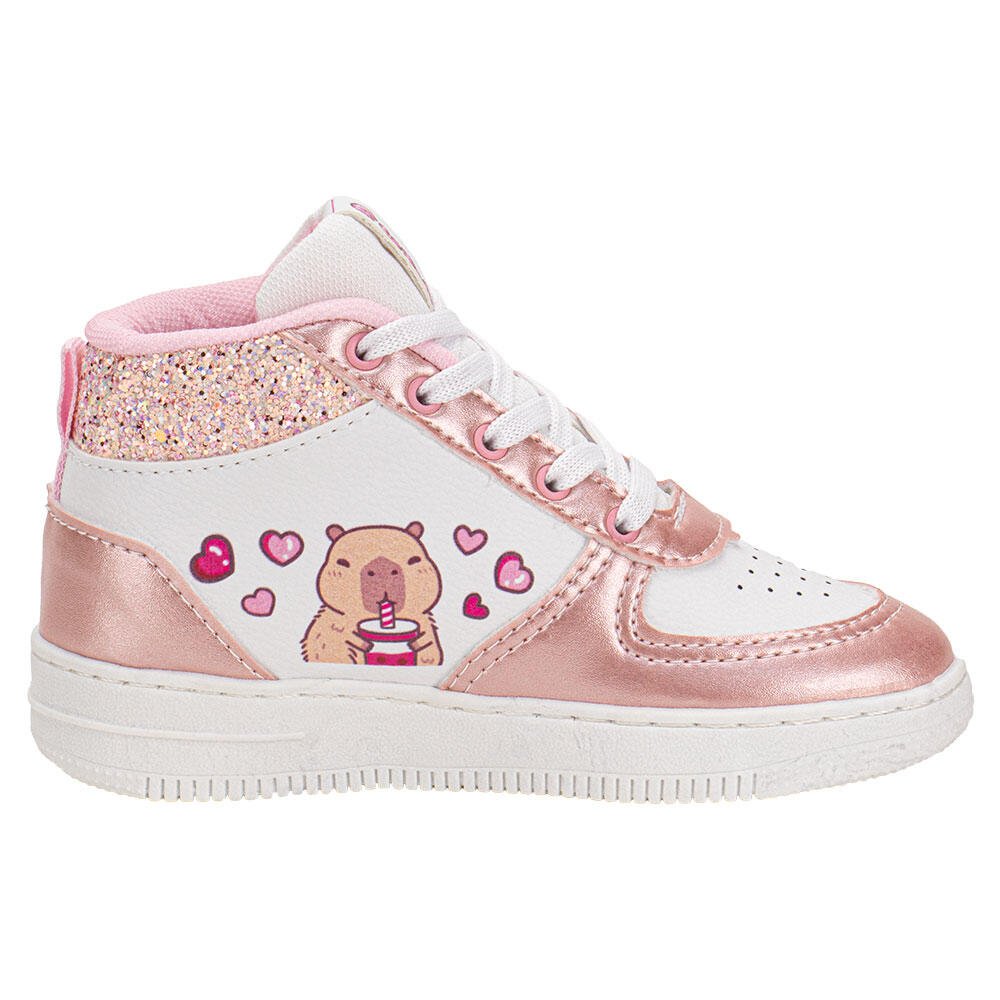TÊNIS INFANTIL CAPIVARA CANO ALTO MINIPÉ MP2536S Branco/Rosa 5