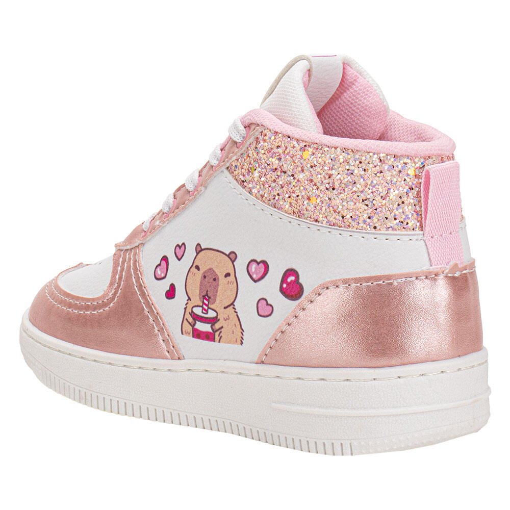 TÊNIS INFANTIL CAPIVARA CANO ALTO MINIPÉ MP2536S Branco/Rosa 3
