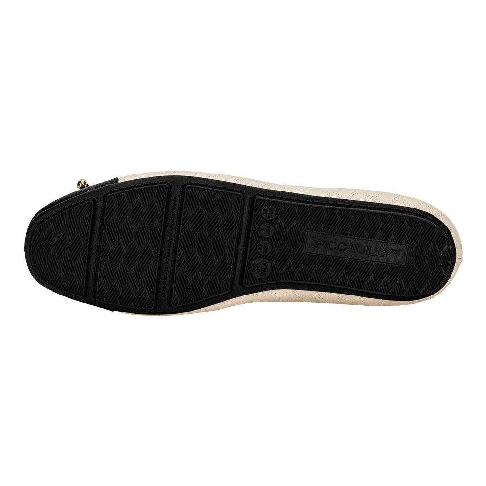 SAPATILHA FEMININA FLAT PICCADILLY 122030 Bege/Preto 4