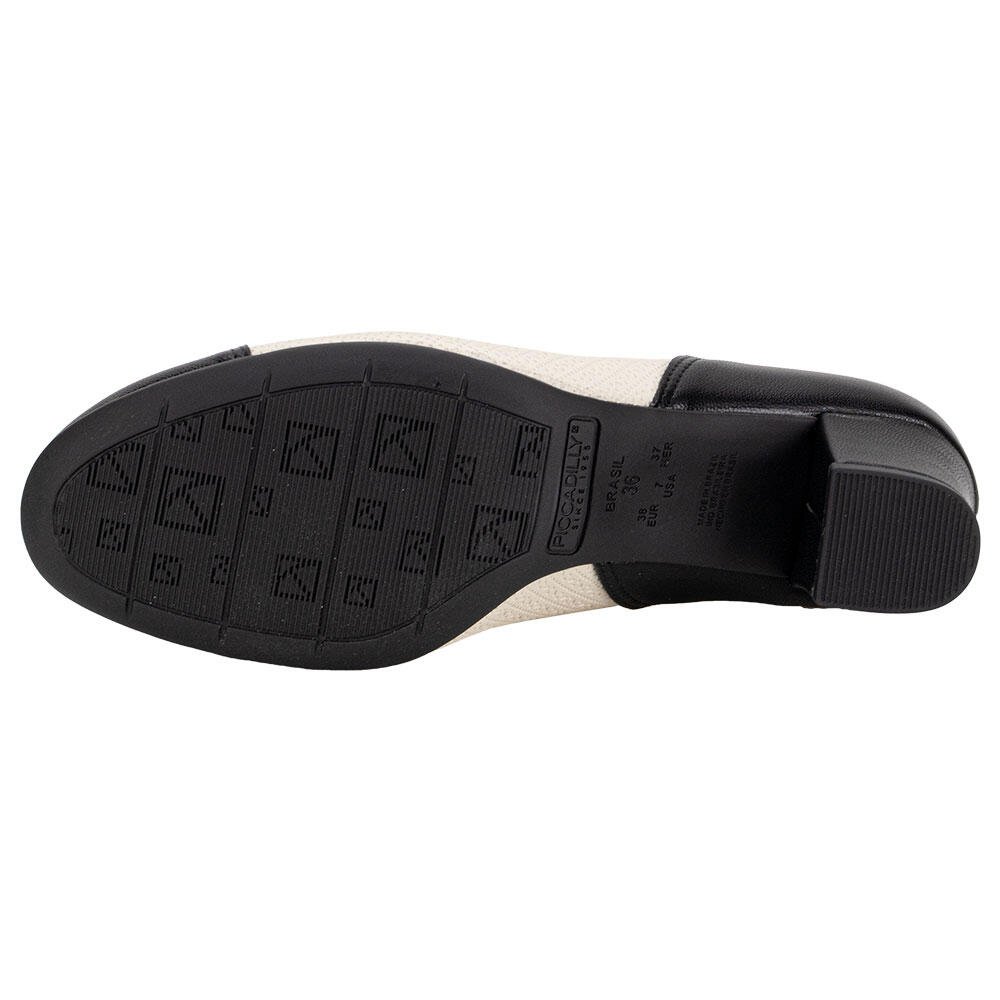 SAPATO FEMININO SALTO GROSSO PICCADILLY 110183 Preto/Bege 4