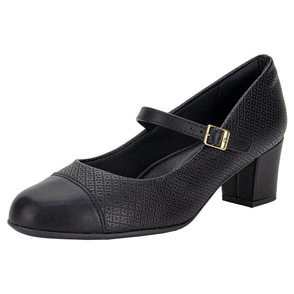 SAPATO FEMININO SALTO GROSSO PICCADILLY 110185 Preto