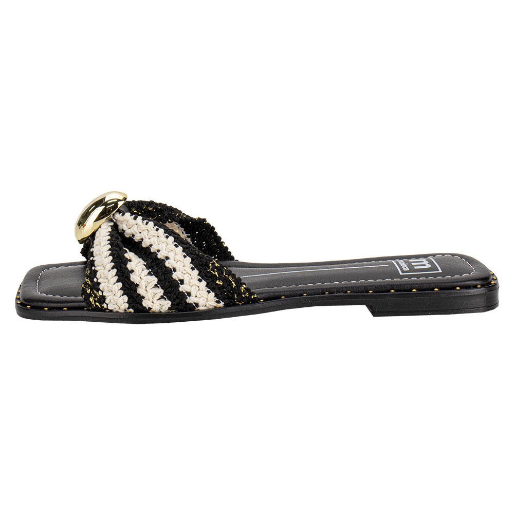 TAMANCO FEMININO FLAT MOLECA 5547107 Preto/Branco 2