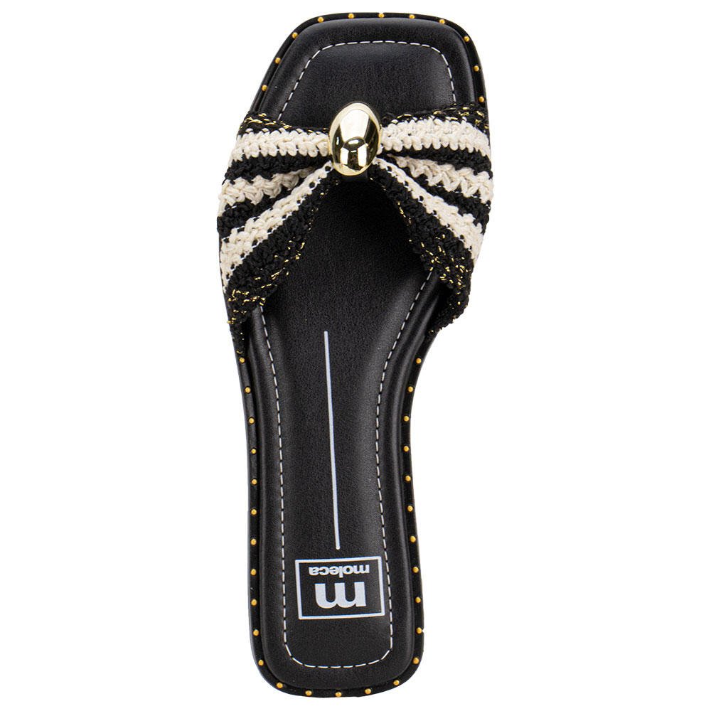 TAMANCO FEMININO FLAT MOLECA 5547107 Preto/Branco 5
