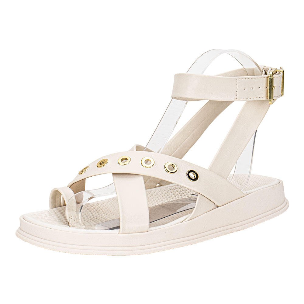 SANDÁLIA FEMININA FLAT MOLECA 5556104 Branco/Off 1