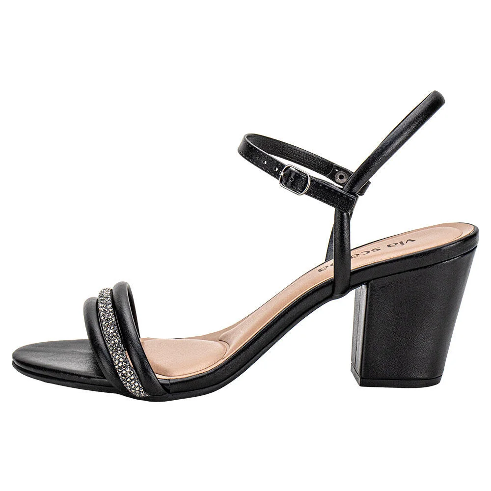SANDÁLIA FEMININA SALTO GROSSO VIA SCARPA 100118129 Preto 2