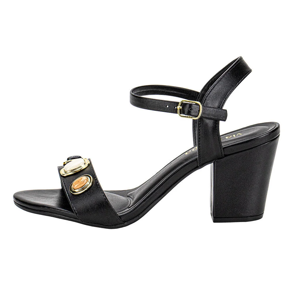 SANDÁLIA FEMININA SALTO GROSSO VIA SCARPA 100118633 Preto 2