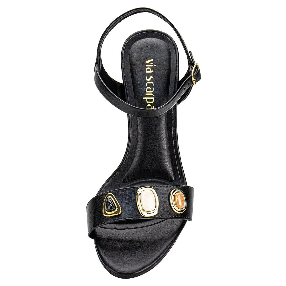 SANDÁLIA FEMININA SALTO GROSSO VIA SCARPA 100118633 Preto 5