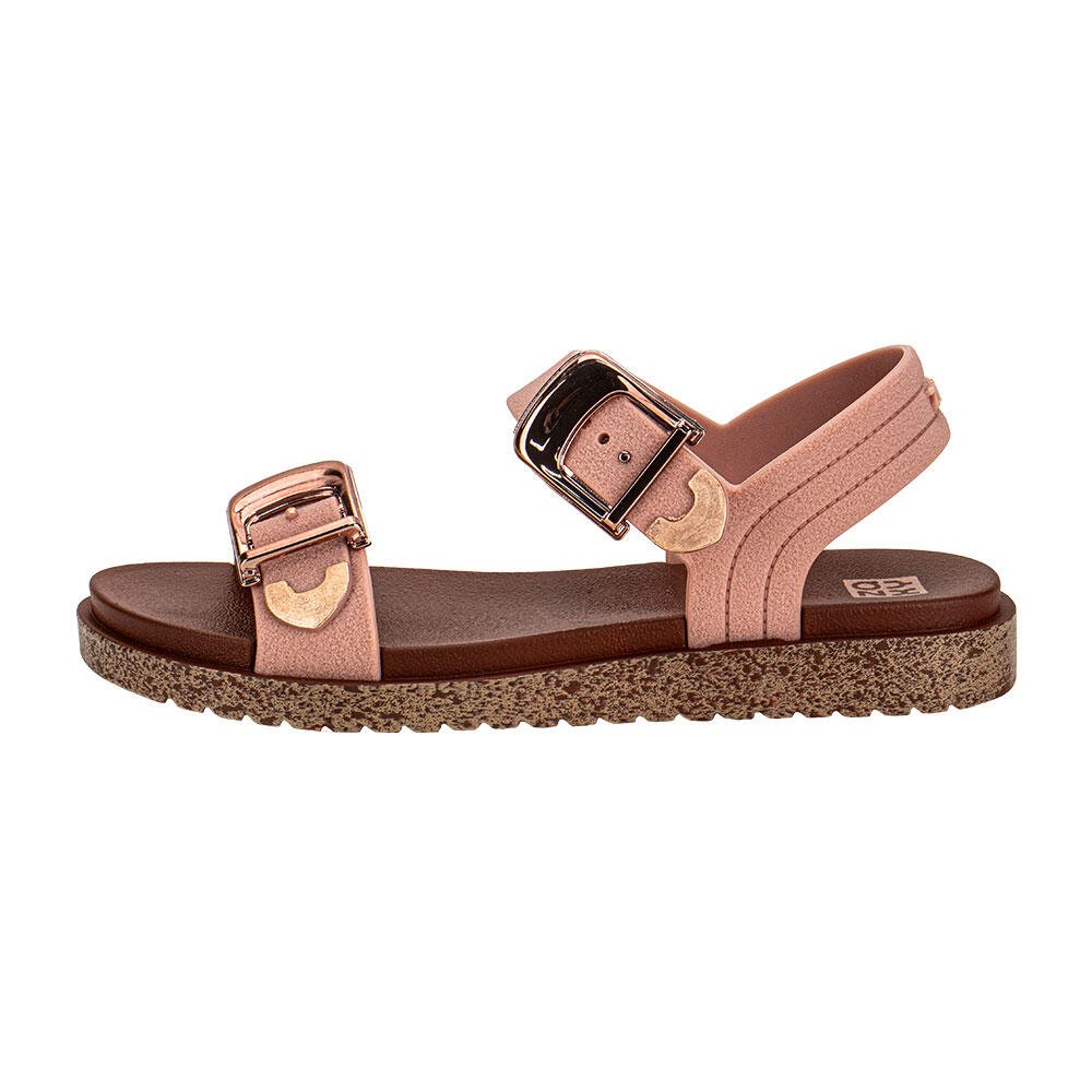 SANDÁLIA FEMININA FLAT RICH ZAXY 19200 Salmão/Dourado 2