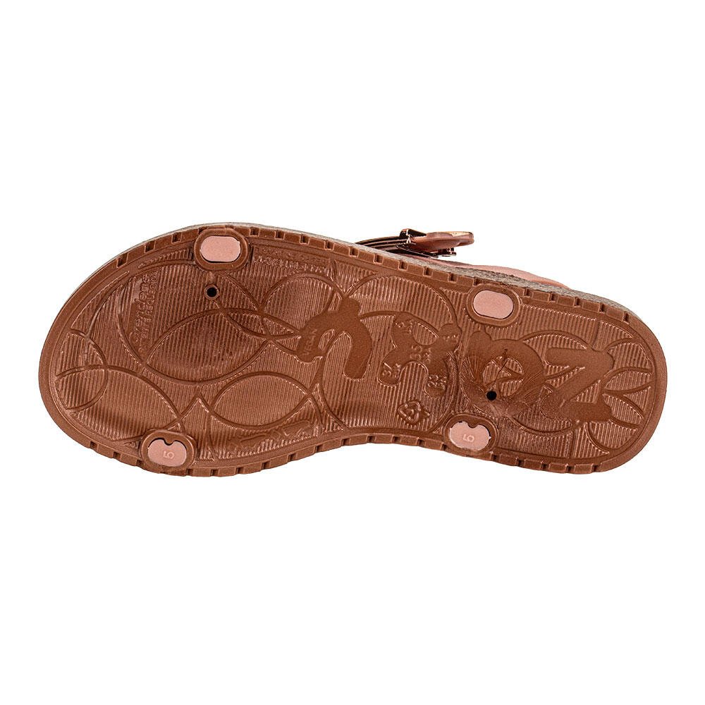 SANDÁLIA FEMININA FLAT RICH ZAXY 19200 Salmão/Dourado 4