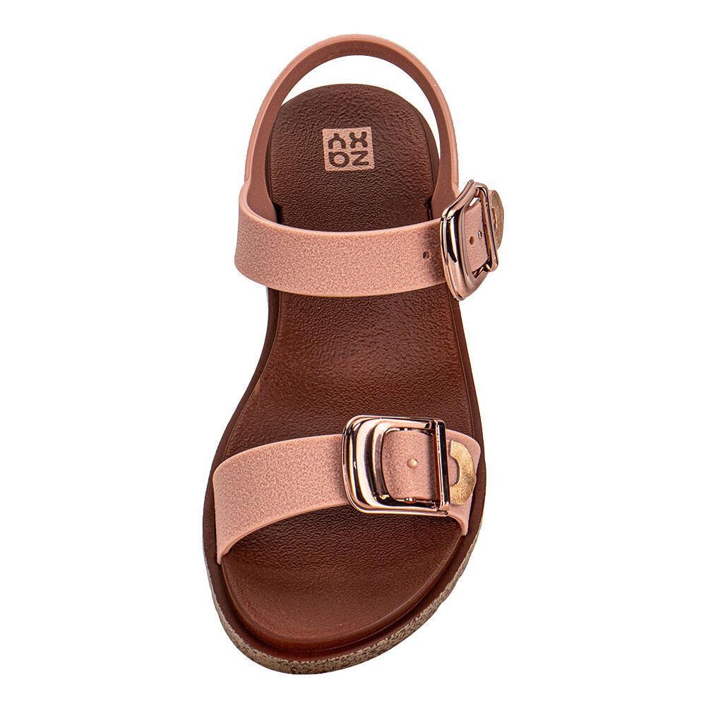 SANDÁLIA FEMININA FLAT RICH ZAXY 19200 Salmão/Dourado 5