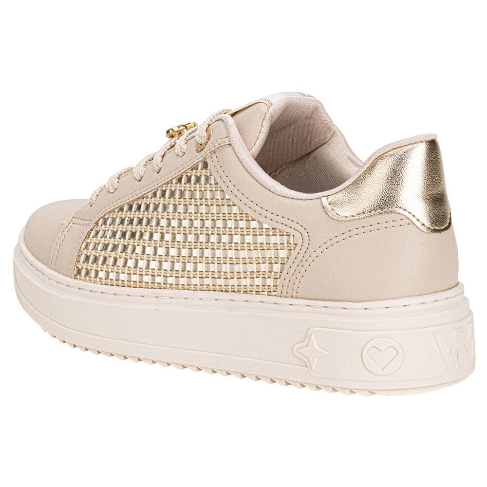 TÊNIS FEMININO CASUAL VIA MARTE 055038 Bege/Ouro 3