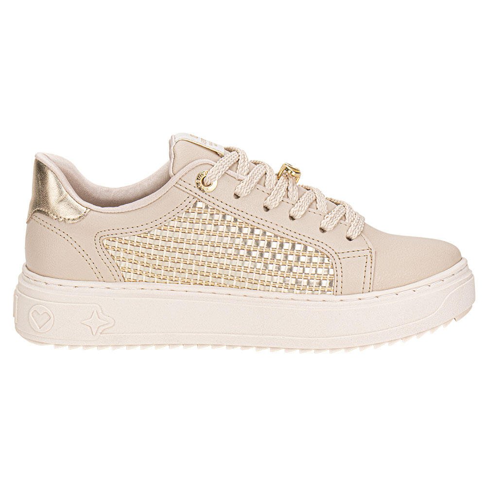 TÊNIS FEMININO CASUAL VIA MARTE 055038 Bege/Ouro 5