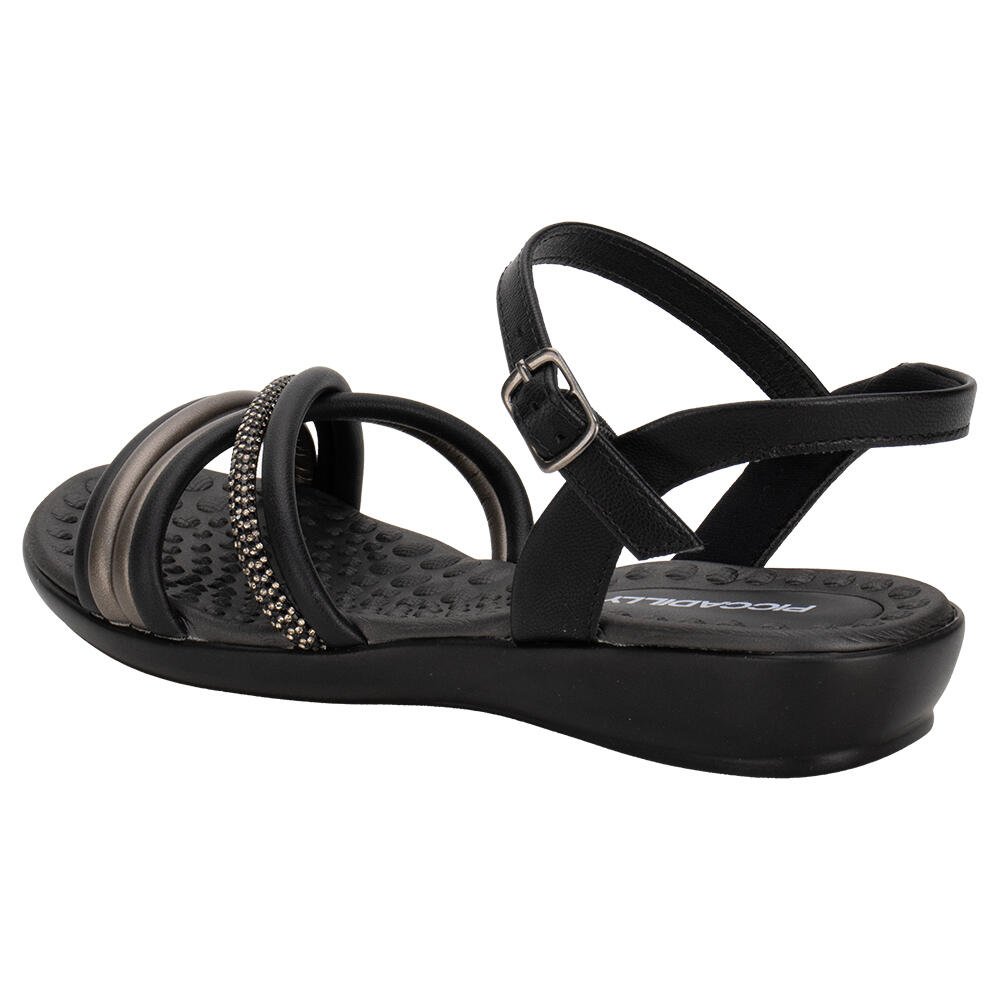 SANDÁLIA FEMININA FLAT PICCADILLY 500400 Preto/Grafite 3
