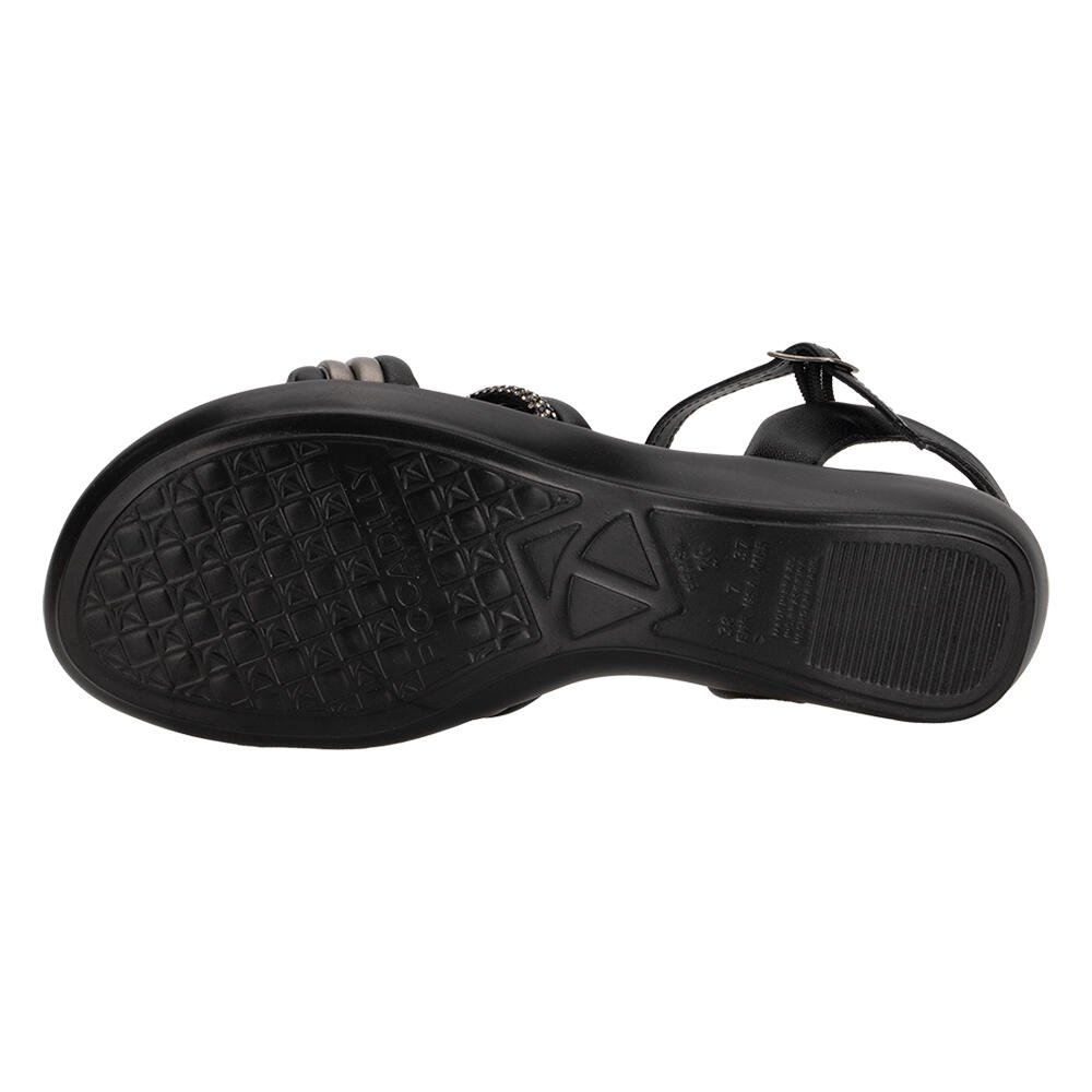 SANDÁLIA FEMININA FLAT PICCADILLY 500400 Preto/Grafite 4