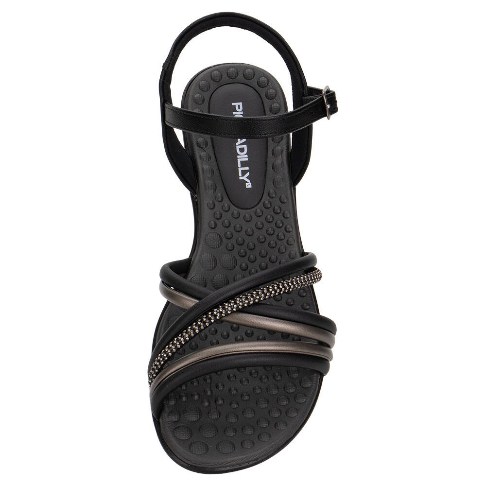 SANDÁLIA FEMININA FLAT PICCADILLY 500400 Preto/Grafite 5