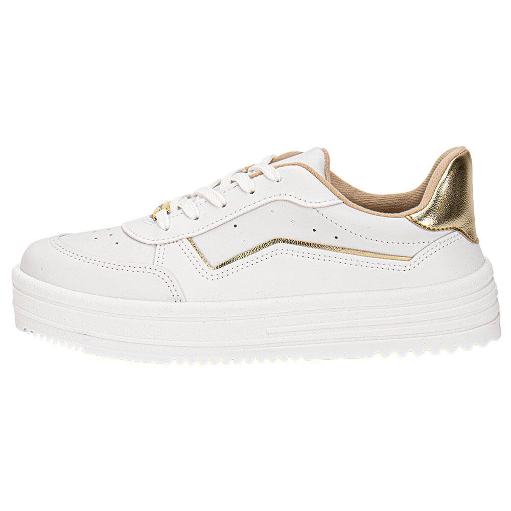 TÊNIS FEMININO CASUAL MOLECA 5782316 Branco/Dourado 2