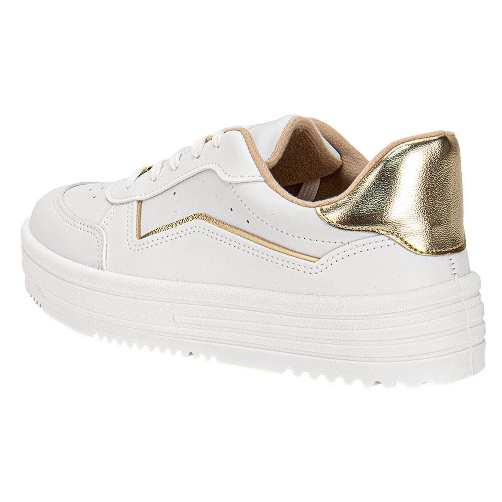 TÊNIS FEMININO CASUAL MOLECA 5782316 Branco/Dourado 3