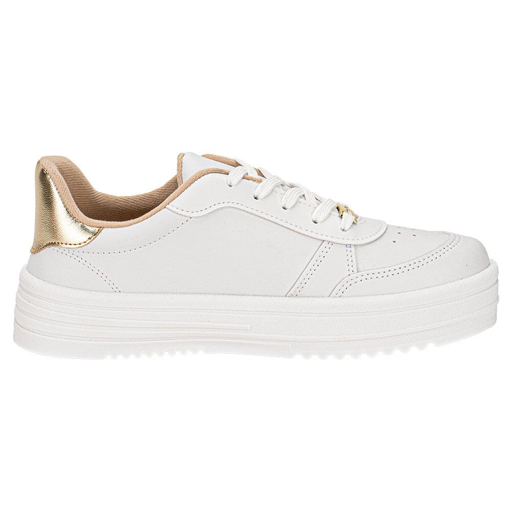 TÊNIS FEMININO CASUAL MOLECA 5782316 Branco/Dourado 5