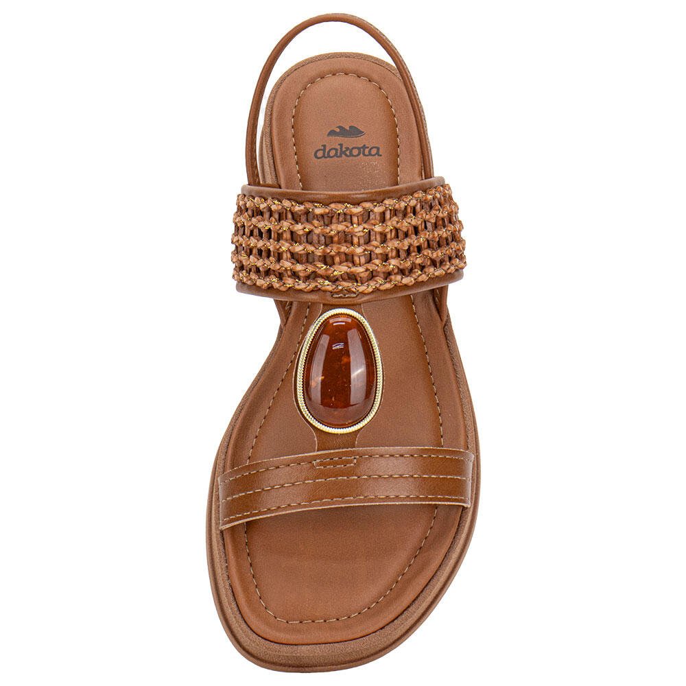 SANDÁLIA FEMININA FLAT DAKOTA Y9711 Caramelo 5