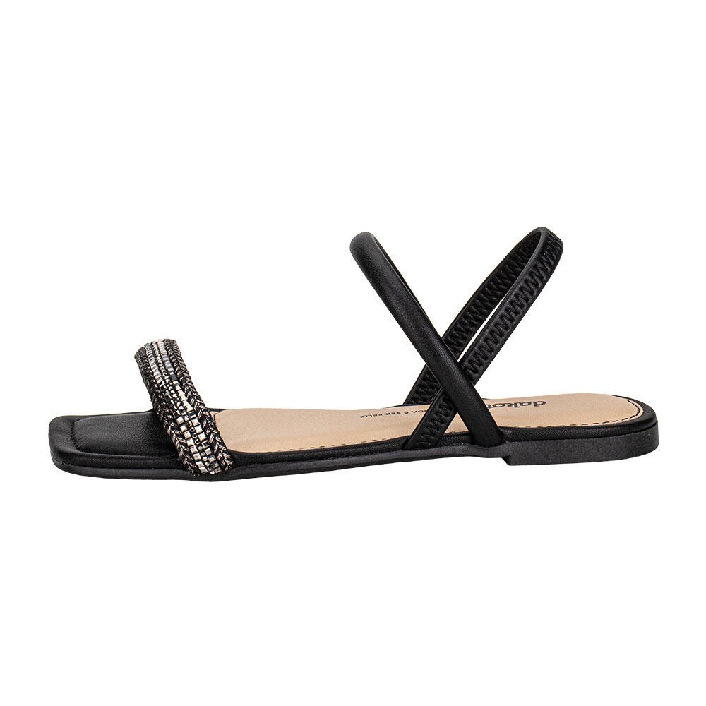 SANDÁLIA FEMININA FLAT DAKOTA Y7952 Preto/Cinza 2