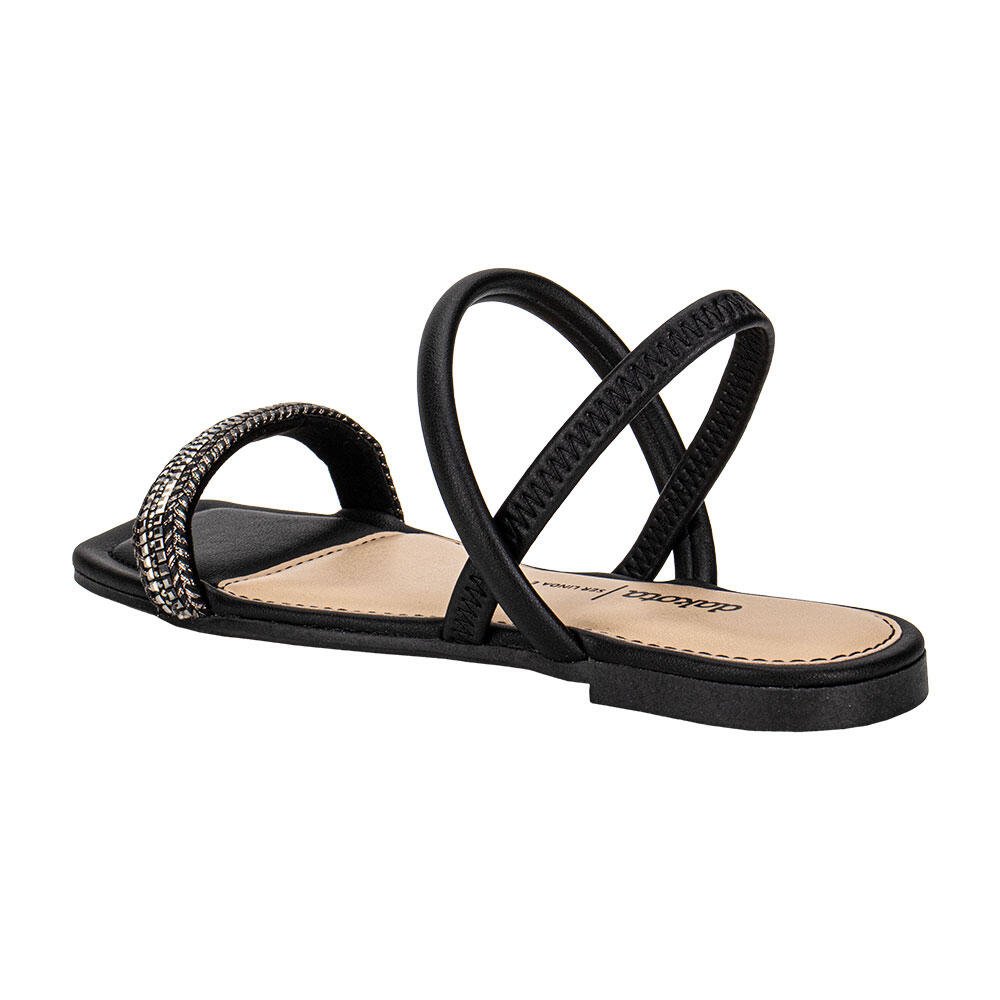 SANDÁLIA FEMININA FLAT DAKOTA Y7952 Preto/Cinza 3