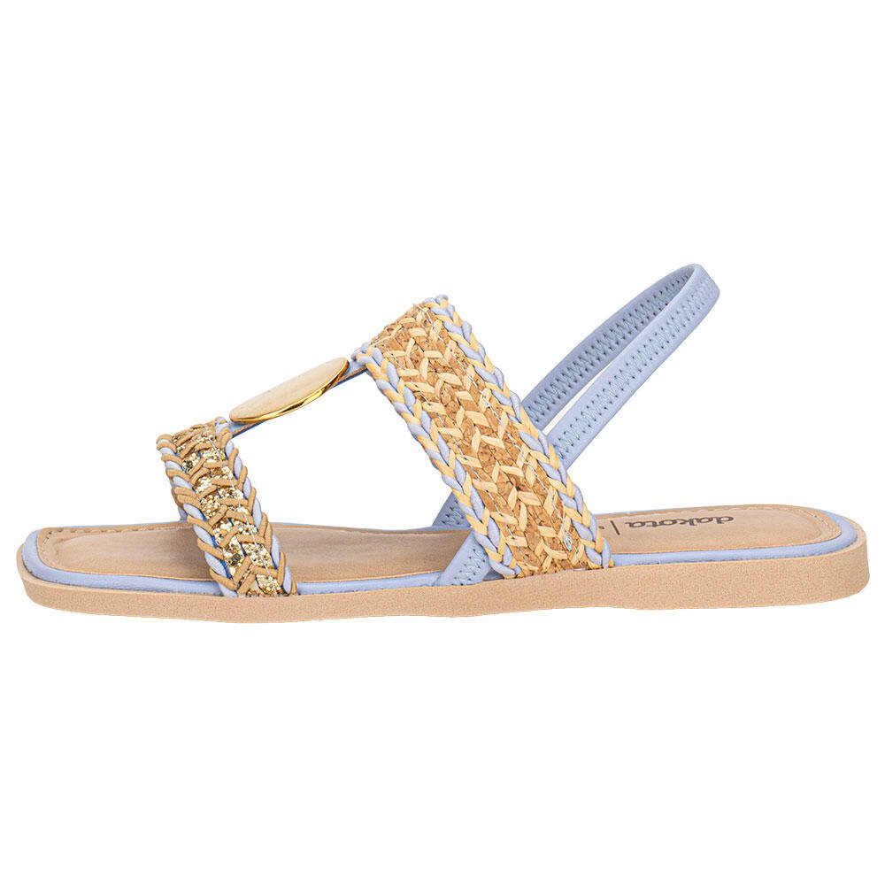 SANDÁLIA FEMININA FLAT DAKOTA Y8102 Bege/Azul 2