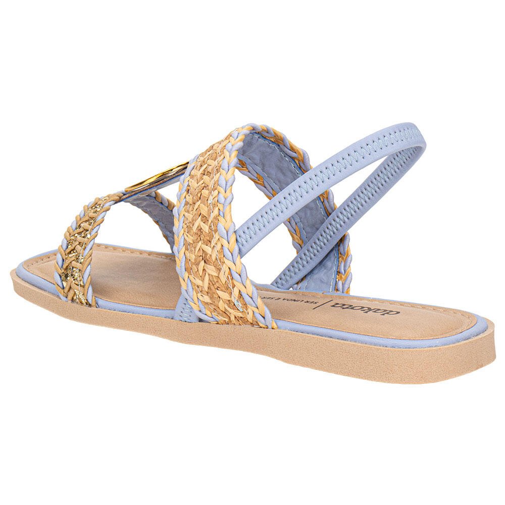 SANDÁLIA FEMININA FLAT DAKOTA Y8102 Bege/Azul 3