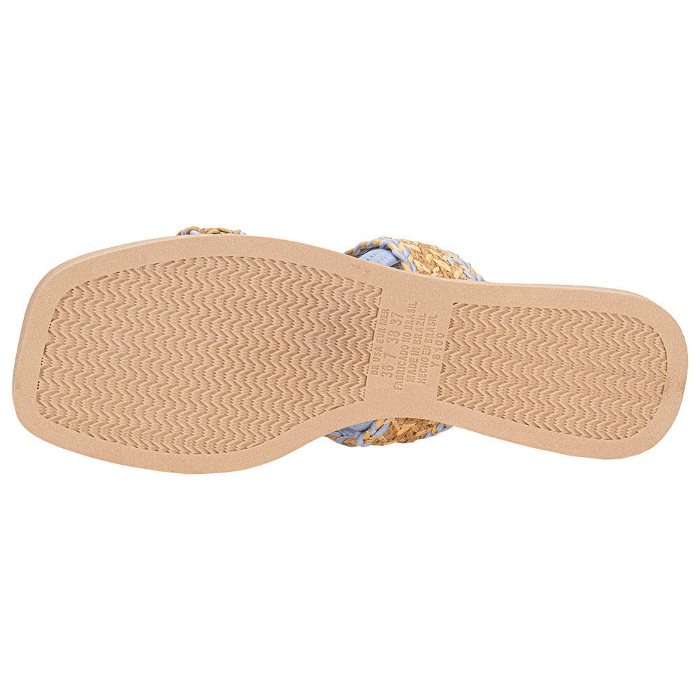 SANDÁLIA FEMININA FLAT DAKOTA Y8102 Bege/Azul 4