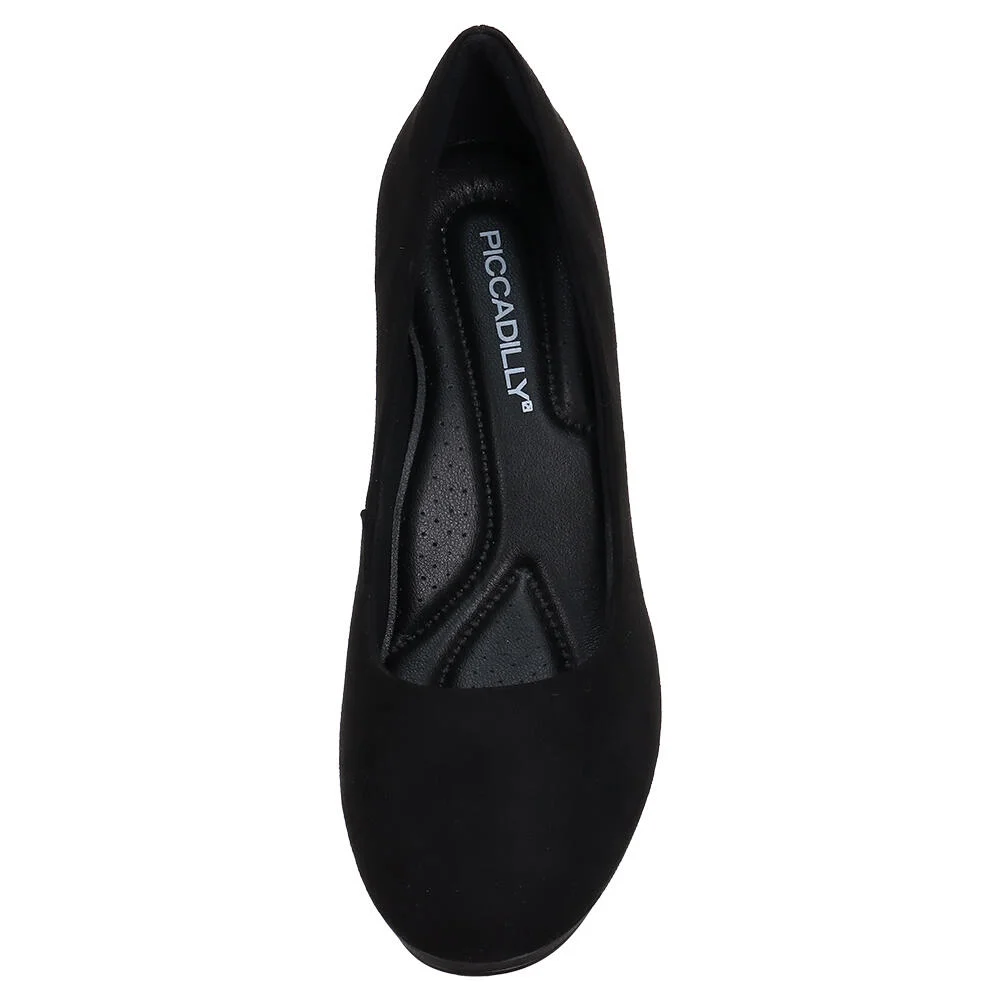 SAPATO FEMININO SALTO GROSSO PICCADILLY 130185 Preto/Nobuck