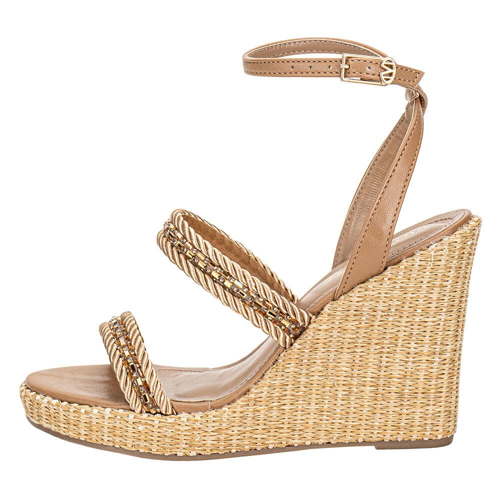 SANDÁLIA FEMININA ANABELA VIA MARTE 295001 Bege 2