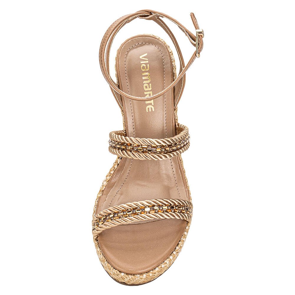 SANDÁLIA FEMININA ANABELA VIA MARTE 295001 Bege 5