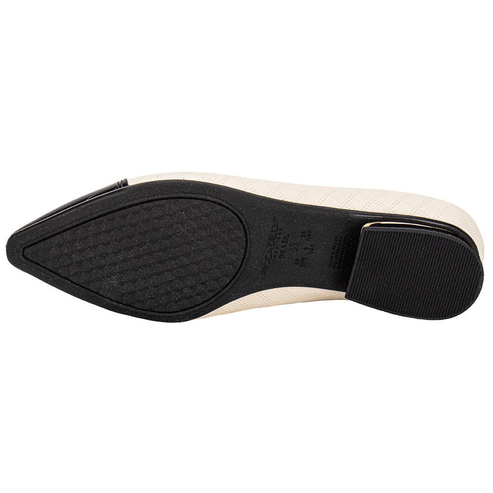 SAPATO FEMININO SALTO GROSSO PICCADILLY 279039 Bege/Preto 4