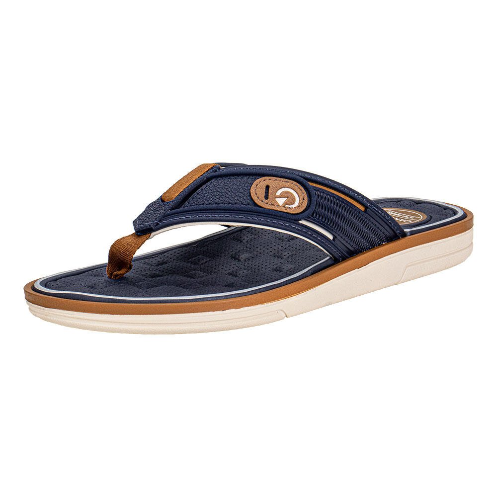 CHINELO MASCULINO LYON IV CARTAGO 12531 Bege/Azul 2