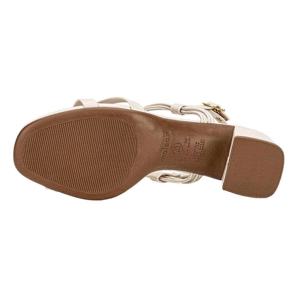 SANDÁLIA FEMININA SALTO GROSSO MOLECA 5496118 Branco Off 4