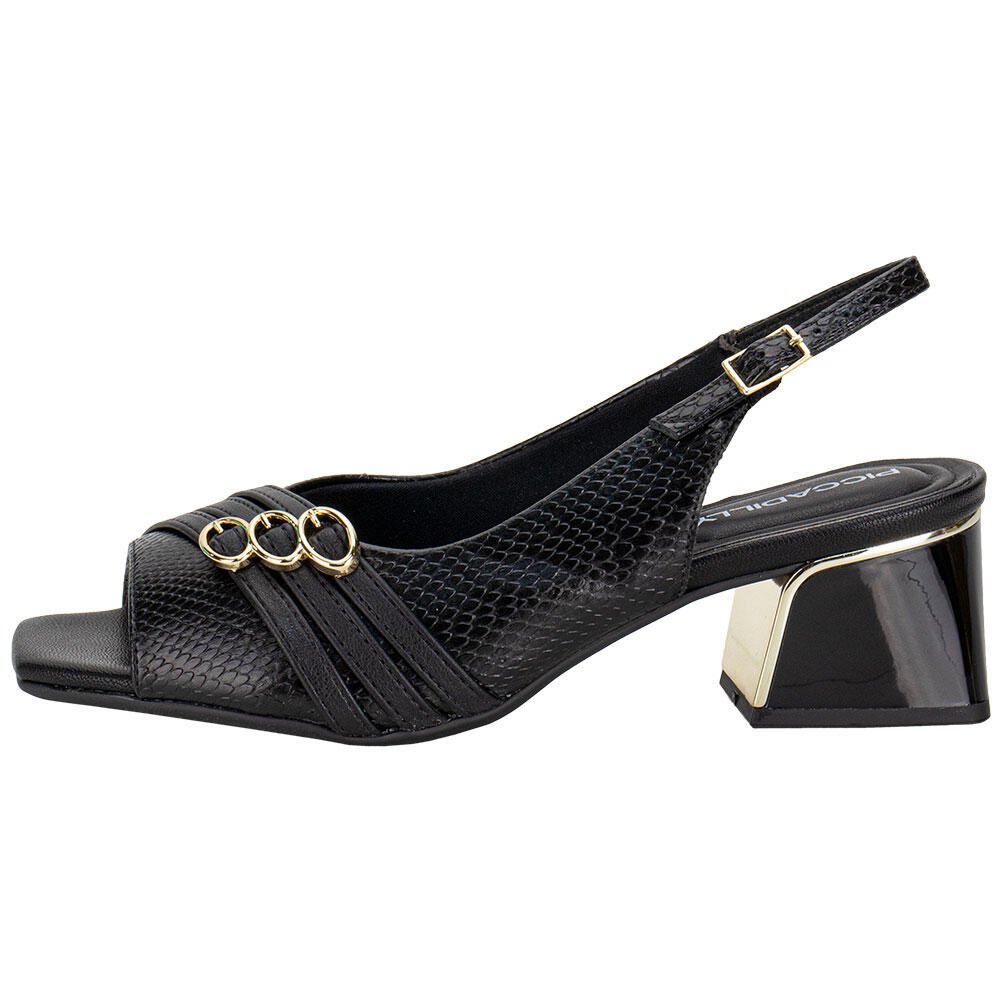 PEEP TOE FEMININA SALTO GROSSO PICCADILLY 543093 Preto 2