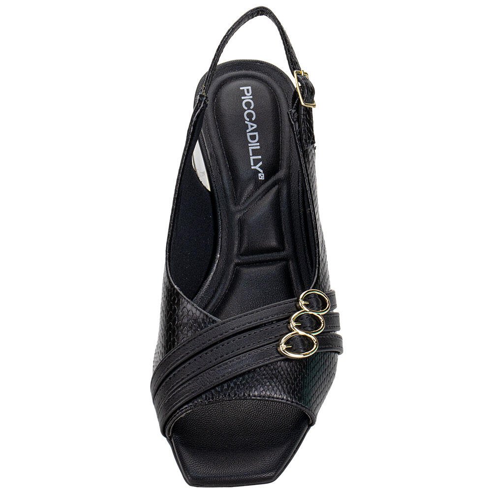 PEEP TOE FEMININA SALTO GROSSO PICCADILLY 543093 Preto 5