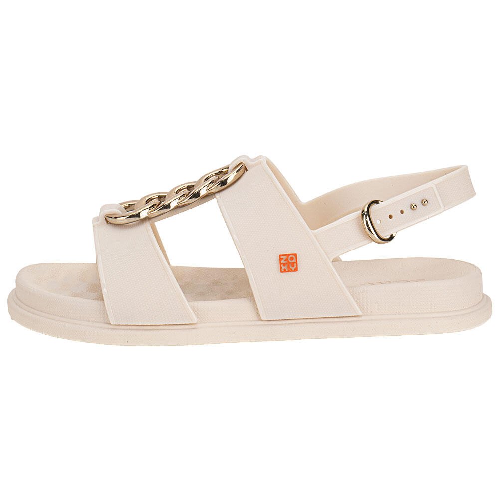 SANDÁLIA FEMININA FLAT GLAM ZAXY 19222 Marfim 2