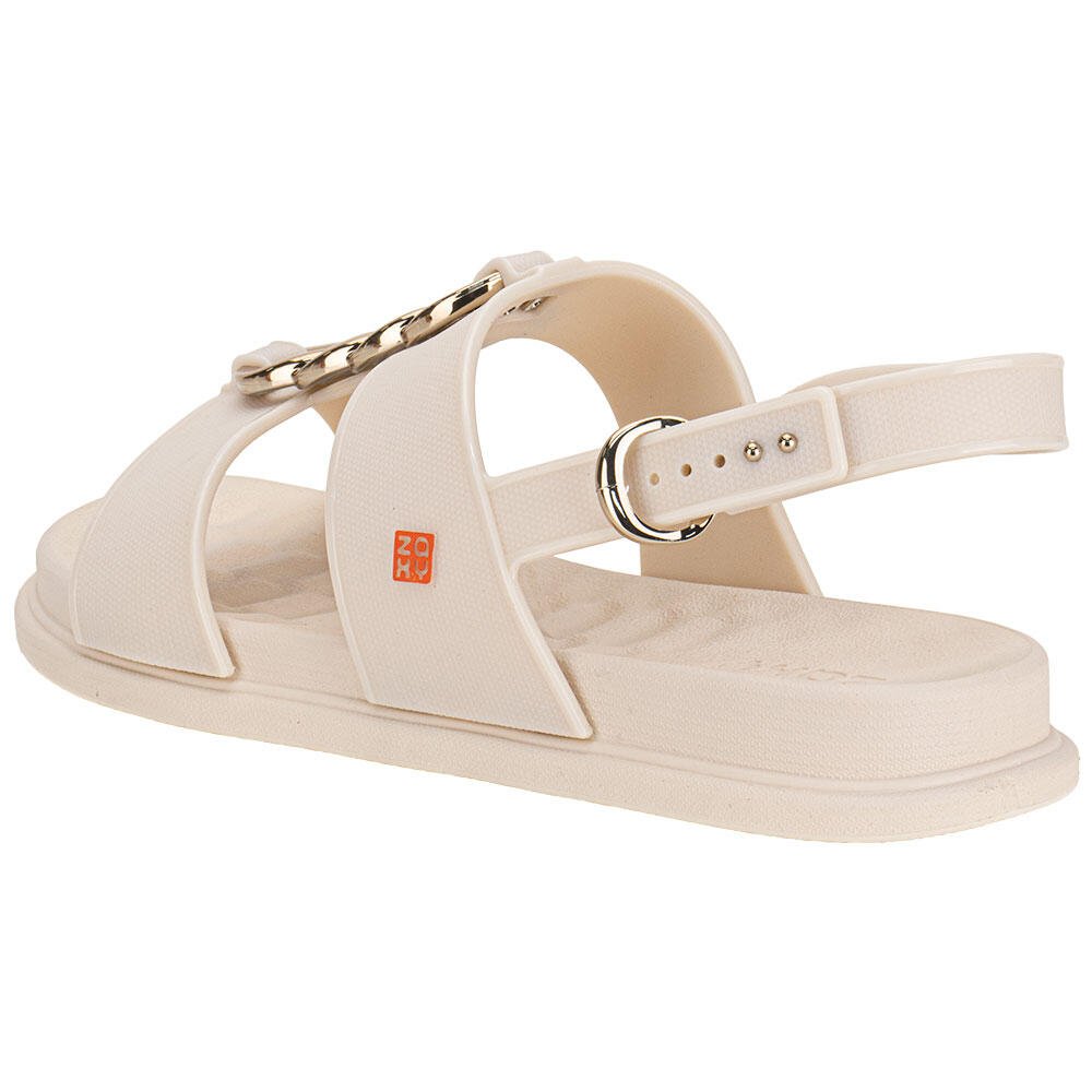 SANDÁLIA FEMININA FLAT GLAM ZAXY 19222 Marfim 3