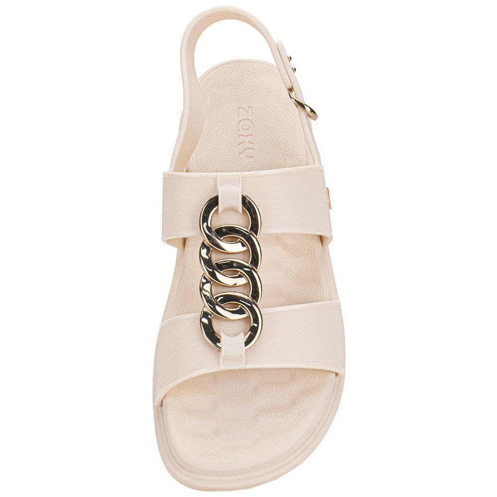 SANDÁLIA FEMININA FLAT GLAM ZAXY 19222 Marfim 5