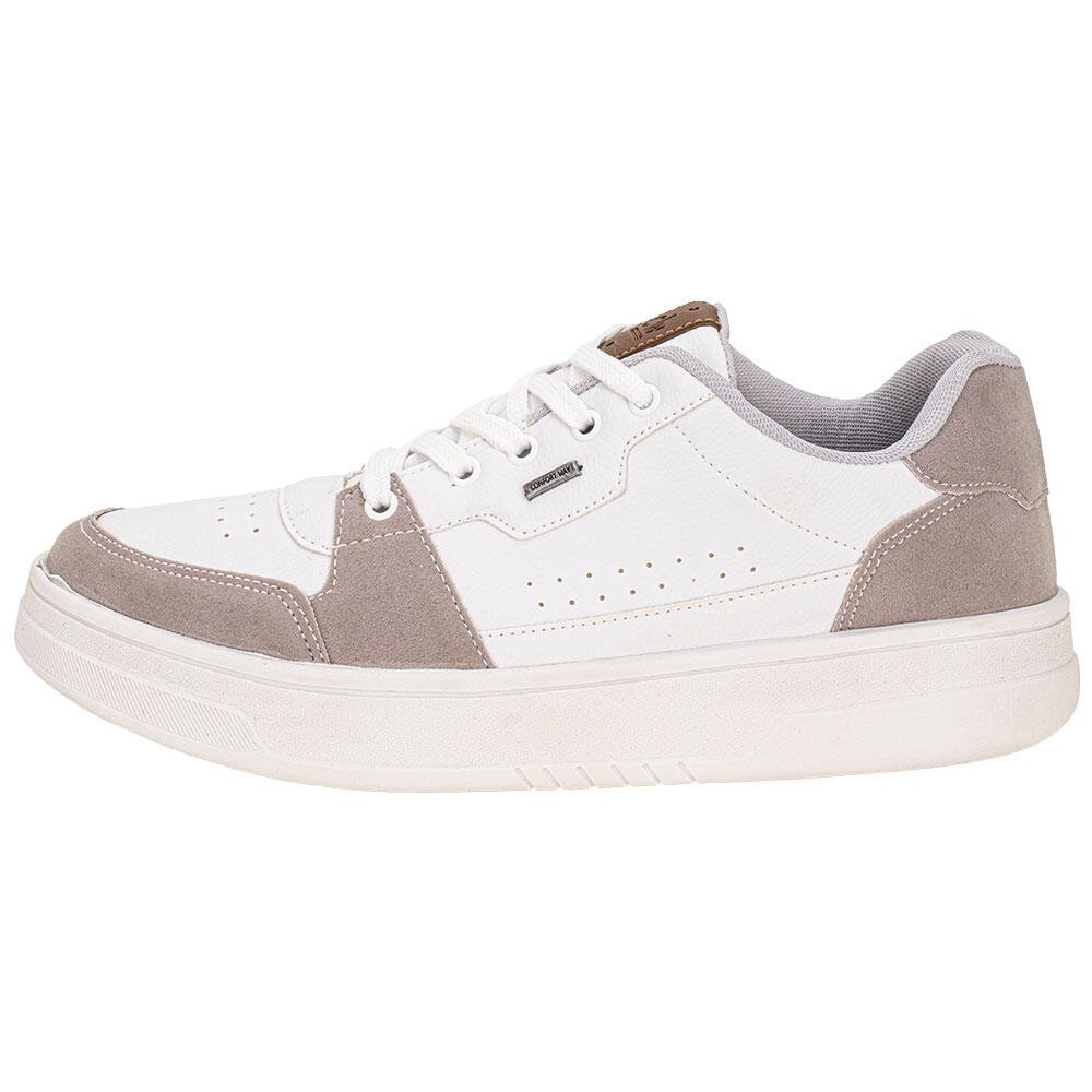 TÊNIS MASCULINO CASUAL CONFORT WAY 902501 Branco/Cinza 2