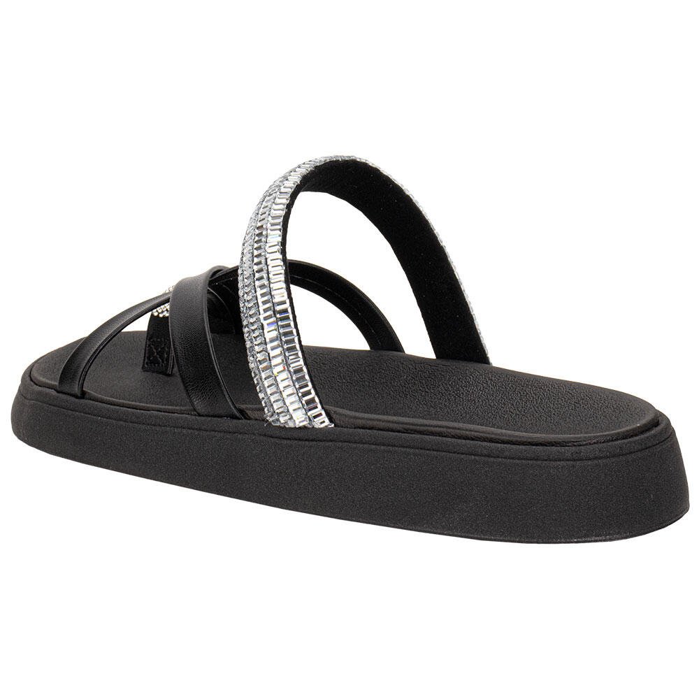 TAMANCO FEMININO FLAT MOLECA 5469147 Preto/Prata 3
