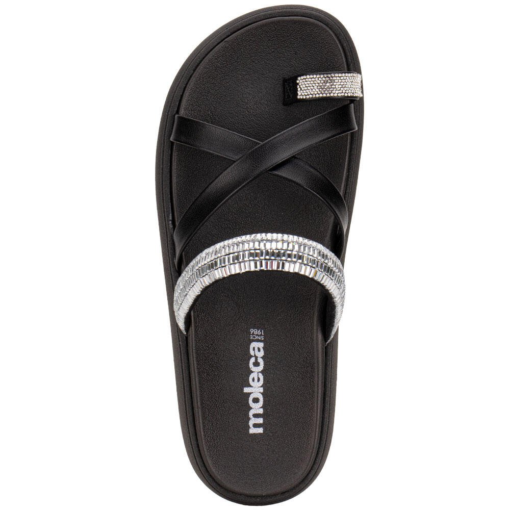 TAMANCO FEMININO FLAT MOLECA 5469147 Preto/Prata 5