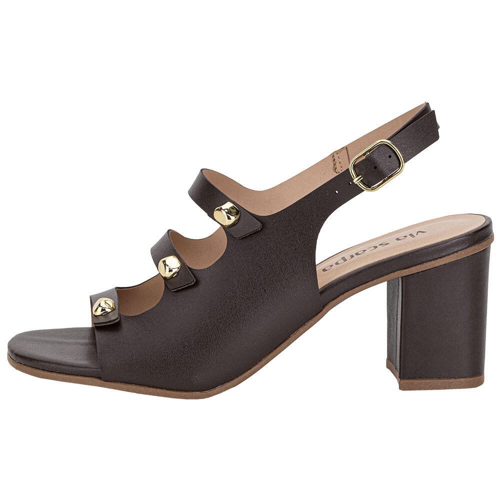 SANDÁLIA FEMININA SALTO GROSSO VIA SCARPA 176519119 Café 2