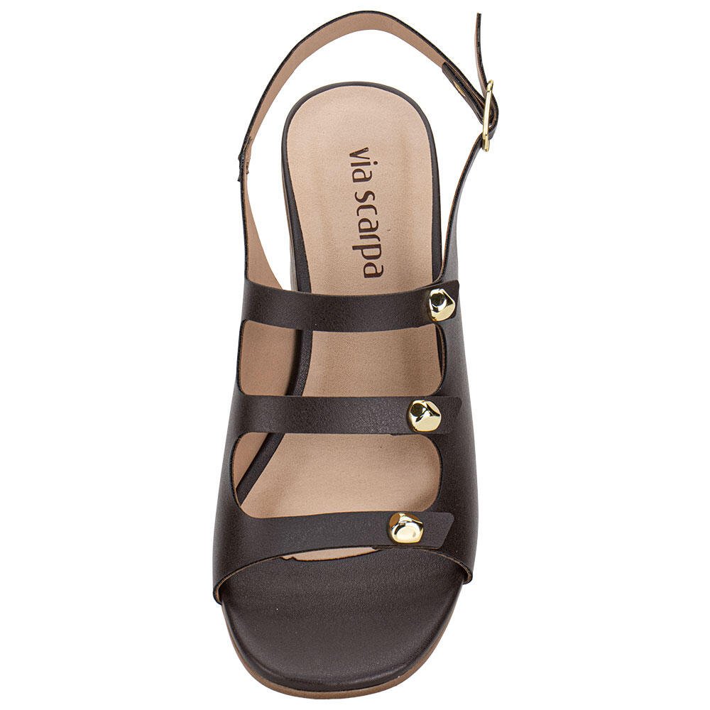 SANDÁLIA FEMININA SALTO GROSSO VIA SCARPA 176519119 Café 5