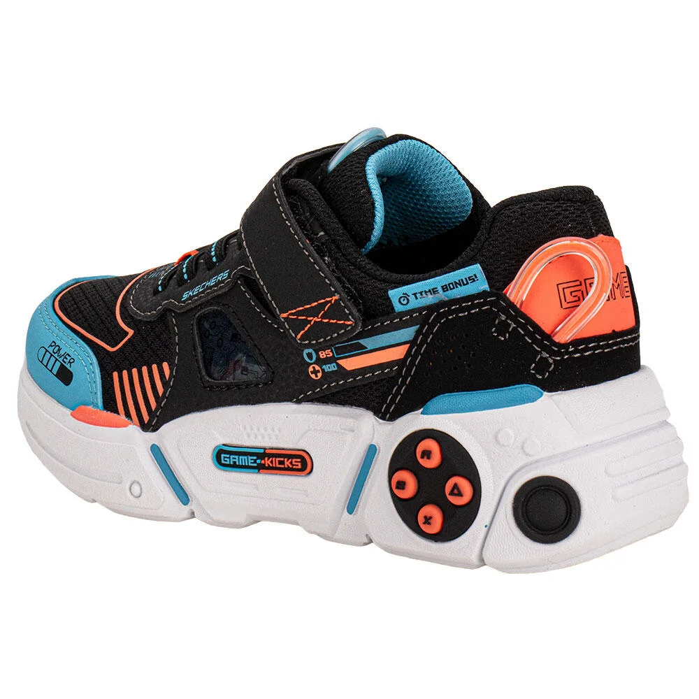 TÊNIS INFANTIL GAME KICKS: GAMETRONIX 2.0 SKECHERS 402270L Preto/Azul 3