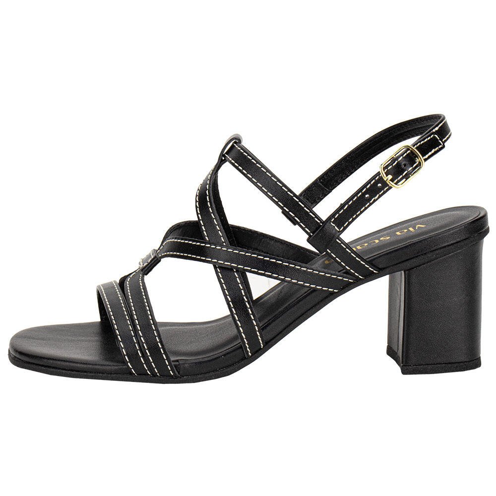 SANDÁLIA FEMININA SALTO GROSSO VIA SCARPA 176519145 Preto 2