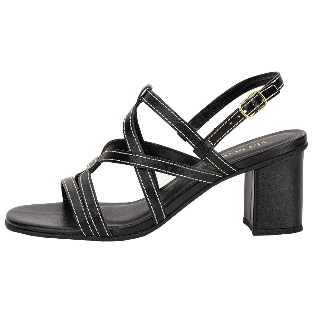 SANDÁLIA FEMININA SALTO GROSSO VIA SCARPA 176519145 Preto 2
