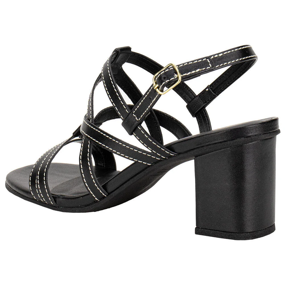 SANDÁLIA FEMININA SALTO GROSSO VIA SCARPA 176519145 Preto 3