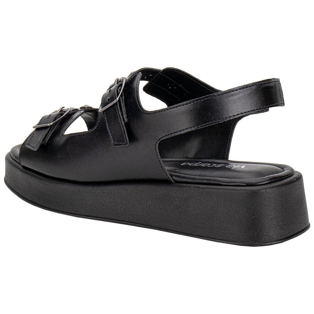 SANDÁLIA FEMININA FLAT VIA SCARPA 174418588 Preto 2