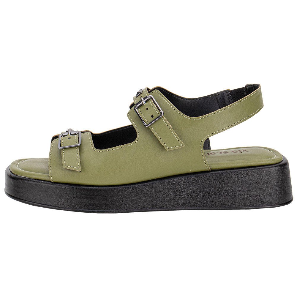 SANDÁLIA FEMININA FLAT VIA SCARPA 174418588 Verde 2